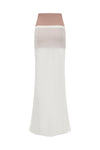 SWAYING/KNIT silk contrast fake two-piece long skirt SW24SS3B16 white PS80